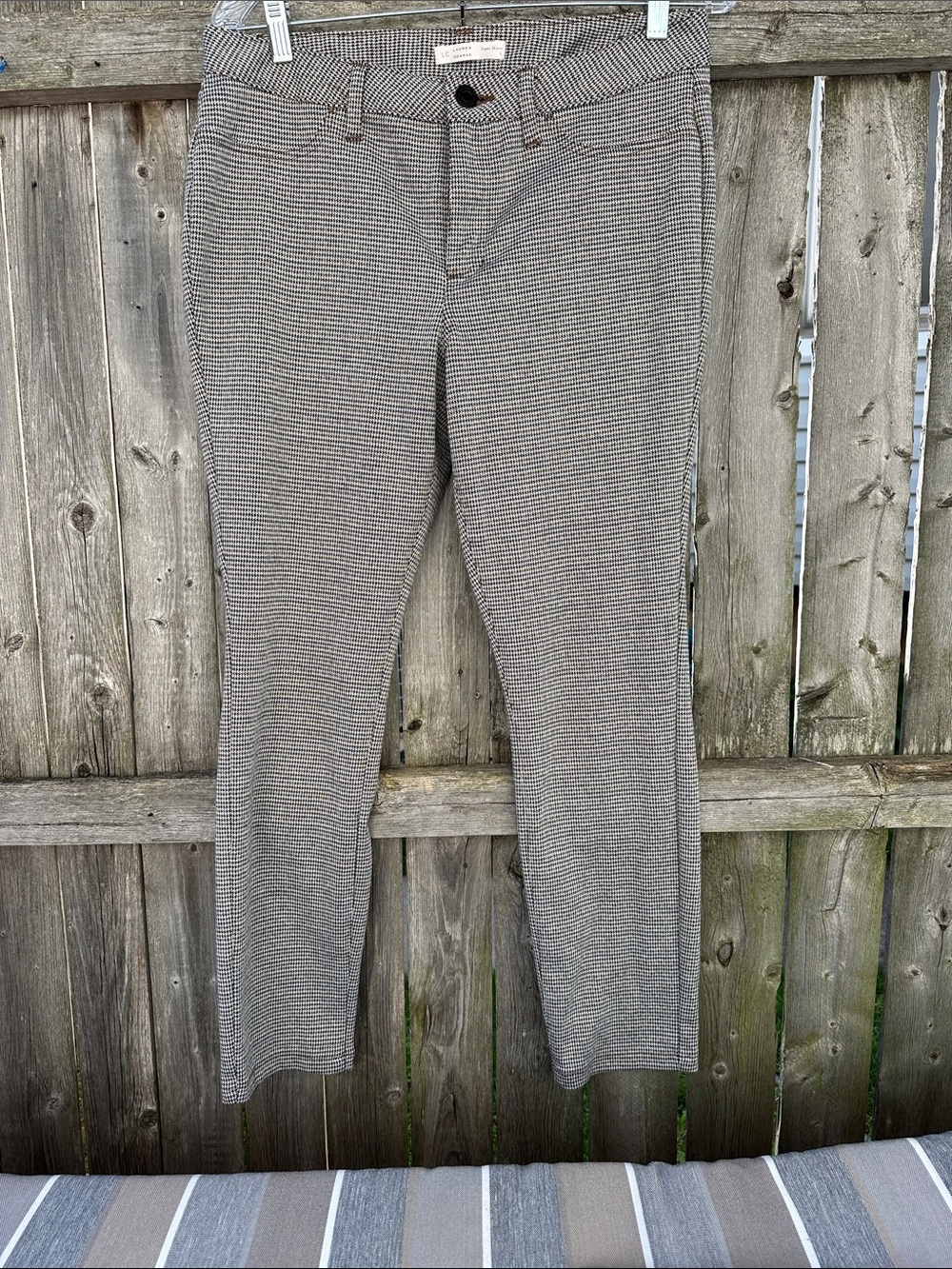 Lauren Conrad- Women's Ankle Pants in Houndstooth Gray - Classic Slim Ankle Pan